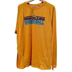 New Orleans Pelicans NBA Adidas climalite yellow long sleeve shirt Sz Large Tall